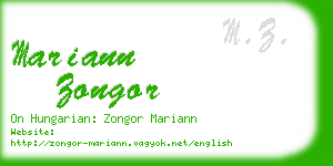 mariann zongor business card